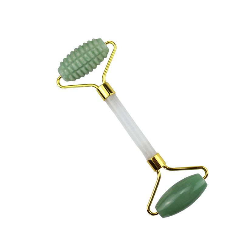 Custom Logo Green Aventurine Facial Jade Roller Gua Sha Tools Crystal Handle Massager for Face Eye Neck Massage in 2024