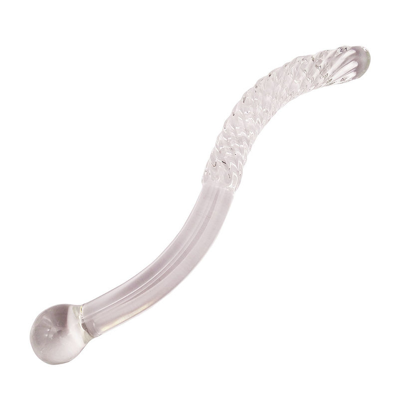 Carved Technique 250mm Crystal Glass Dildo Massage Wand for Women Yoni Wand Stick Feng Shui Style Customized Logo
