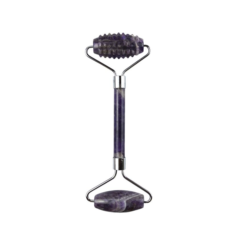 100% Genuine Natural Anti Aging Guasha Massage Custom Amethyst Derma Face Stone Ball Gua Sha Roller Massager with Logo