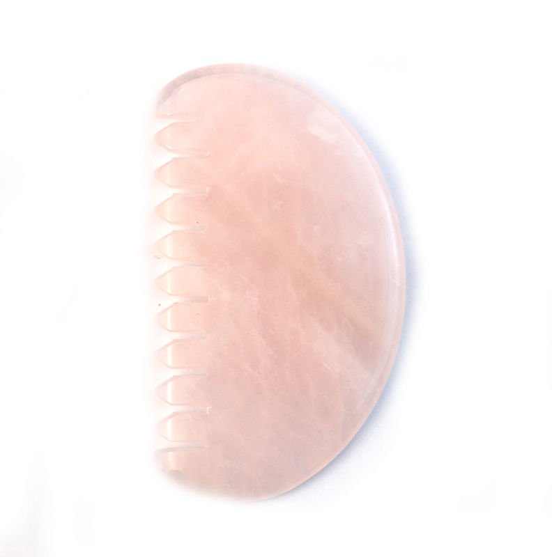 Facial Massager Natural Rose Quartz Jade Hair Comb Gua Sha Tools Jade Scalp Massager For Head Massage Therapy Relieve Scalp Tension
