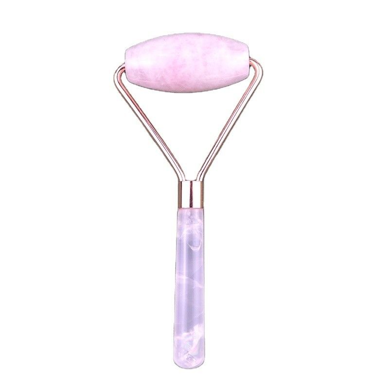 Natural Rose Quartz Face Guasha Massage Roller Gua Sha Jade Roller For Face Anti Aging Therapy Pink Color Facial Massager
