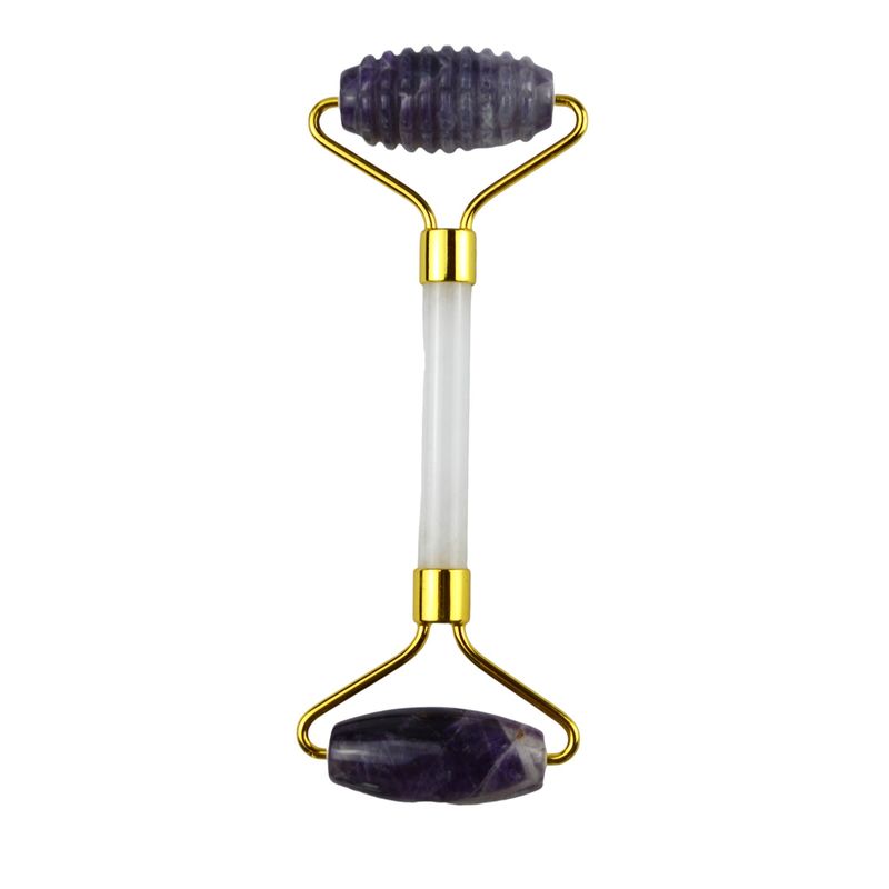 Anti Wrinkle Face Massage Tool Natural Amethyst Guasha Roller with Noise Free Jade Stone