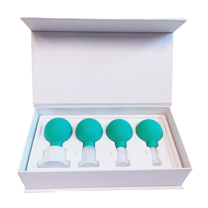 Remove Moisture and Relieve Pain 4 Pieces Glass Cupping Set for Face Skin Back Shoulder Muscle Massage