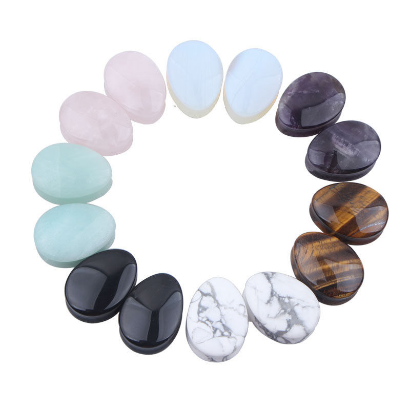 Stone Auricle Ear Expansion Pug Piercing Body Jewelry Natural Crystal Jade Stone Popular OEM ODM Agate Plug Tunnel Jewelry