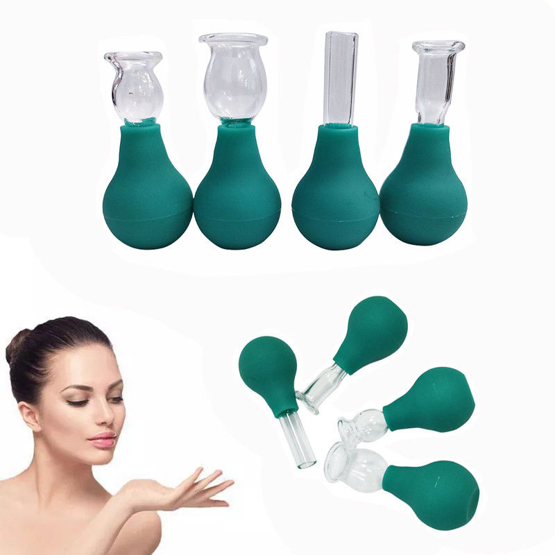 Eye PVC Glass Mini Cupping Set 4 Pieces Massage Vacuum Suction for Body Face Massager