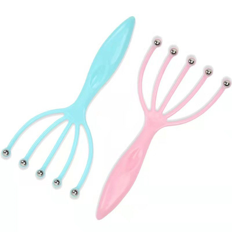 Blue/Pink Five Claw Head Massager Steel Ball for Scalp Relaxation Massage Tools 100g Headache Relief Meridian Dredging Tools