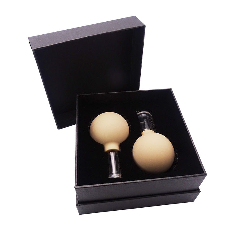 Light Brown Glass Acupuncture Vacuum Hijama Smart Facial Cupping Set Rubber Cupping Cupa Thearapy Massager for Benefit