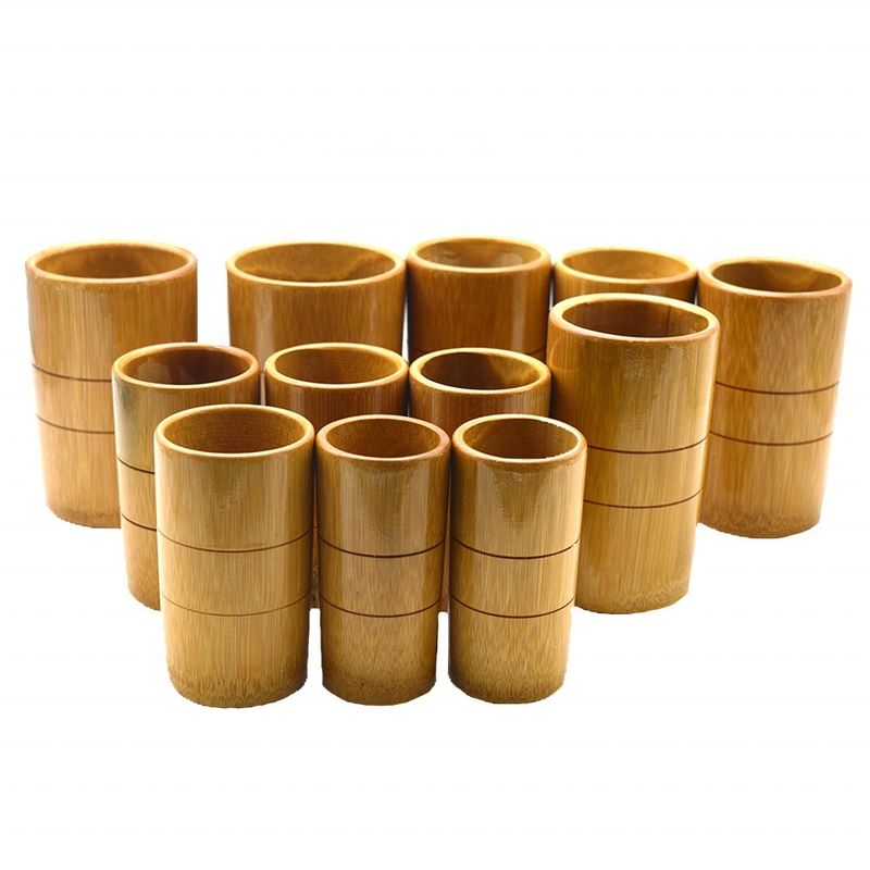 12 Pcs Natural Bamboo Cupping Therapy Set Chinaess Traditional Bamboo Thumb Cupping Cups for Improved Circulation