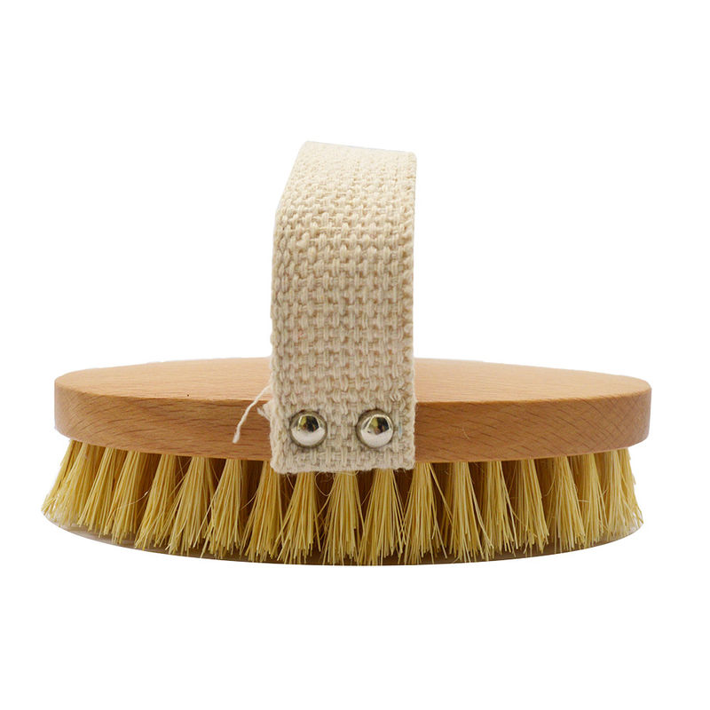 Smell Removing Bamboo Wooden Skin Care Dry Body Brush Boar Bristles Bath Dry Brush With Handle For Dehumidification
