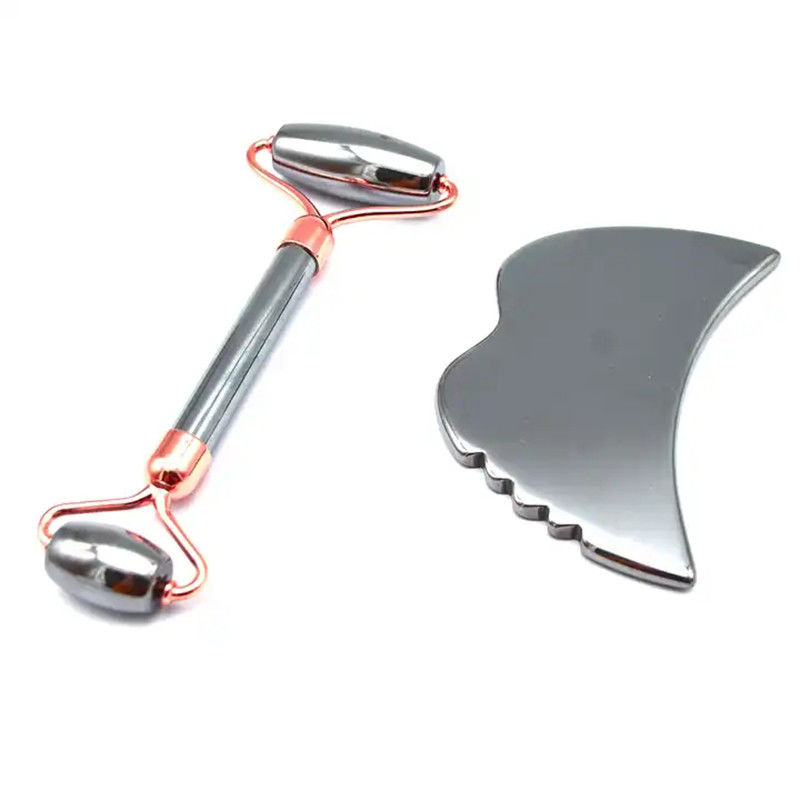 Skin Care Tools Energy Stone Guasha Massager for Face Eyes Neck Finger 5.5*14 cm Silver Terahertz Face Roller Gua Sha Set