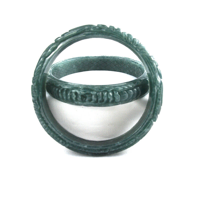 Real Women's Natural Carved Jade Bangles Polished Technique for Body Decoration Equipment