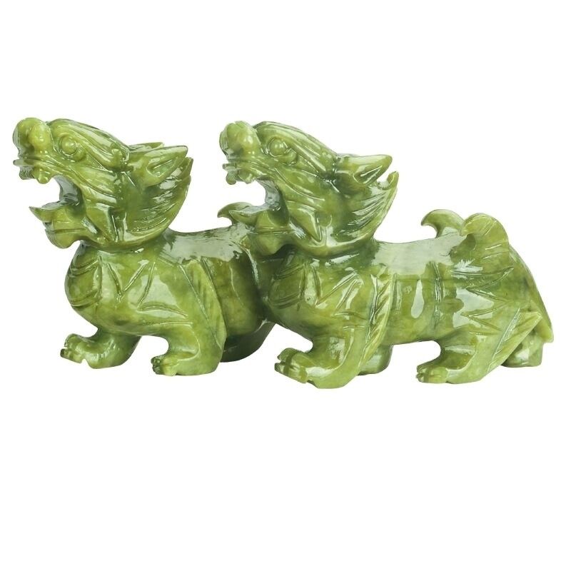 Regional Feature Pair Of Natural Jade Pixiu Home Office Feng Shui Jade Carving Crafts Jade Ornaments Feng Shui Pixiu