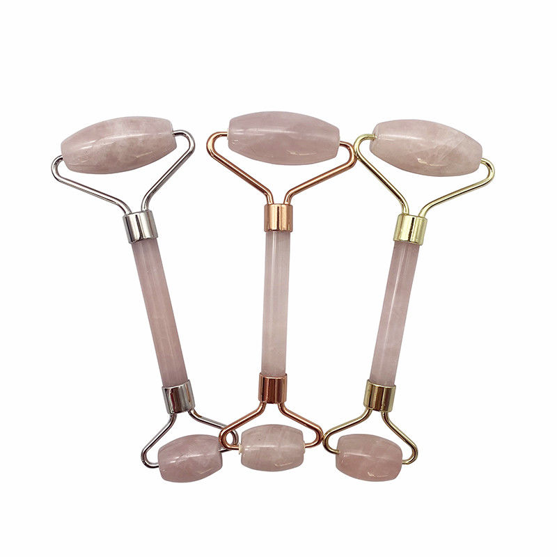 Perfecore Jade Roller Beauty Rose Quartz Guasha Roller Face Neck Gua sha Massage Tool Stone for Hand Made Craft and Skin Care