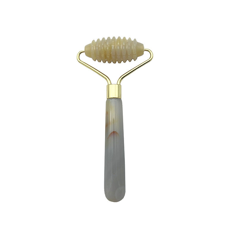 Customer Logo 100% Natural Gray Agate Roller Jadeite Crystal Beauty Container Massage Stick Facial Health Care Equipment