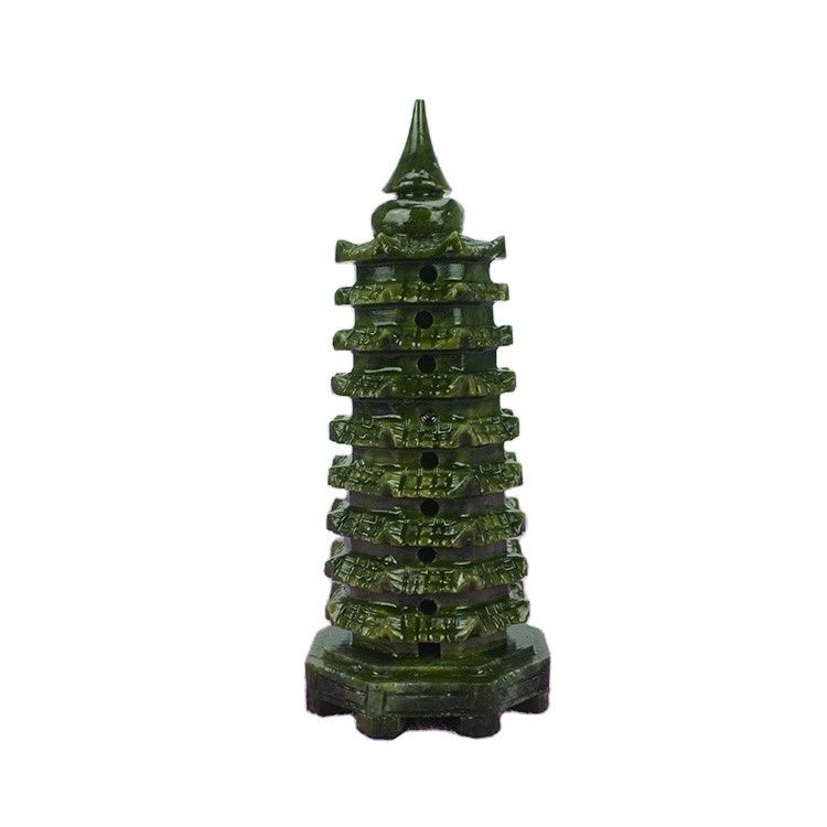 Exquisite SCULPTURE Natural Sapphire Jade Wenchang Tower for Feng Shui Decoration Mode No ABK-13