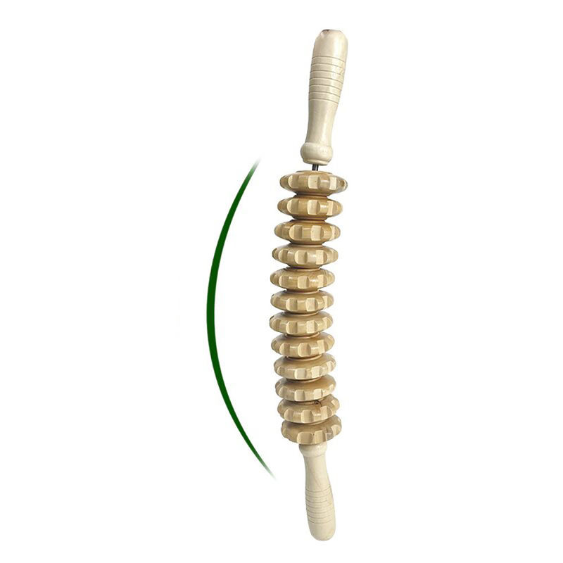 L 44cm Anti Cellulite Wood Therapy Massage Roller Tools for Muscle Relaxation and Pain Relief