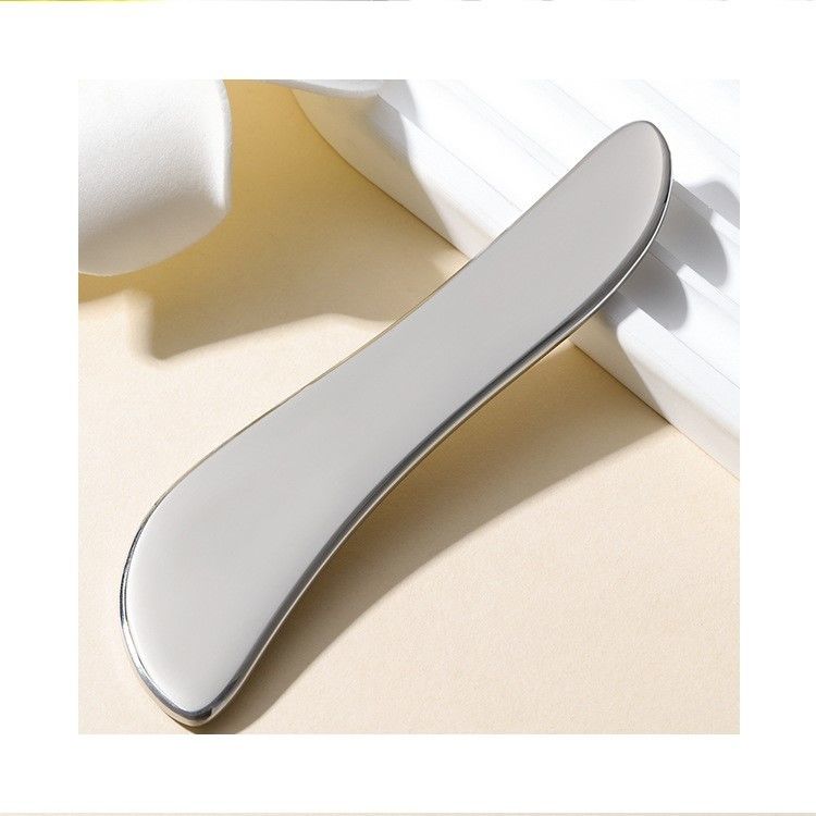 Stainless Steel Gua Sha Plate 304 Metal S-shaped Face and Body Massage Silver 205*47*4.5mm