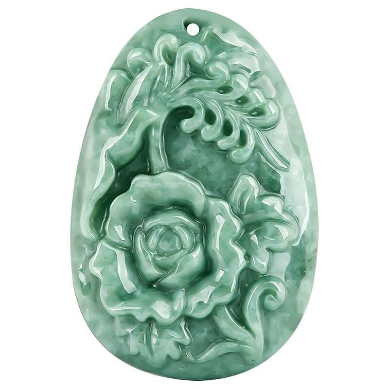 Jadeite Peony Flower Magpie Pendant Jade Sweater Chain Stunning Art Collectible Addition for Men and Women