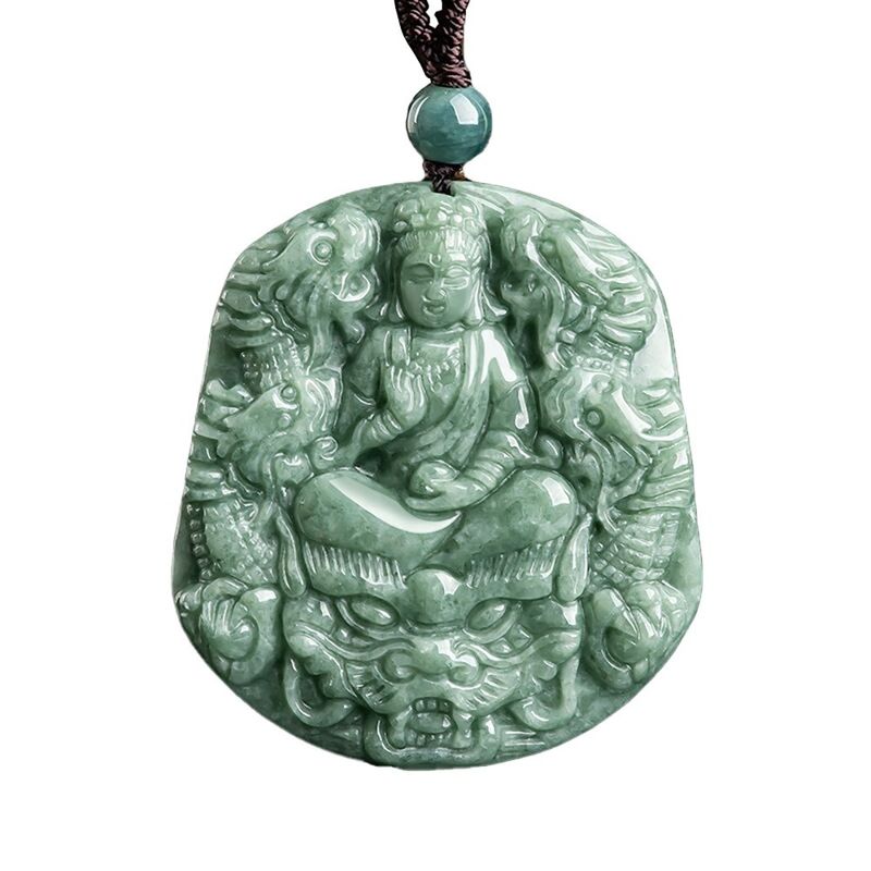 Carved Natural Jade Nine Dragons Guan Yin Pendant Necklace A Unique Addition to Your Jewelry Collection