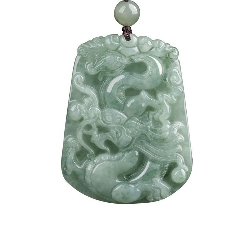 Unique Design Pendant Necklace Featuring Chinese Traditional Hand-made Jade Flying Lucky Dragon Jadeite