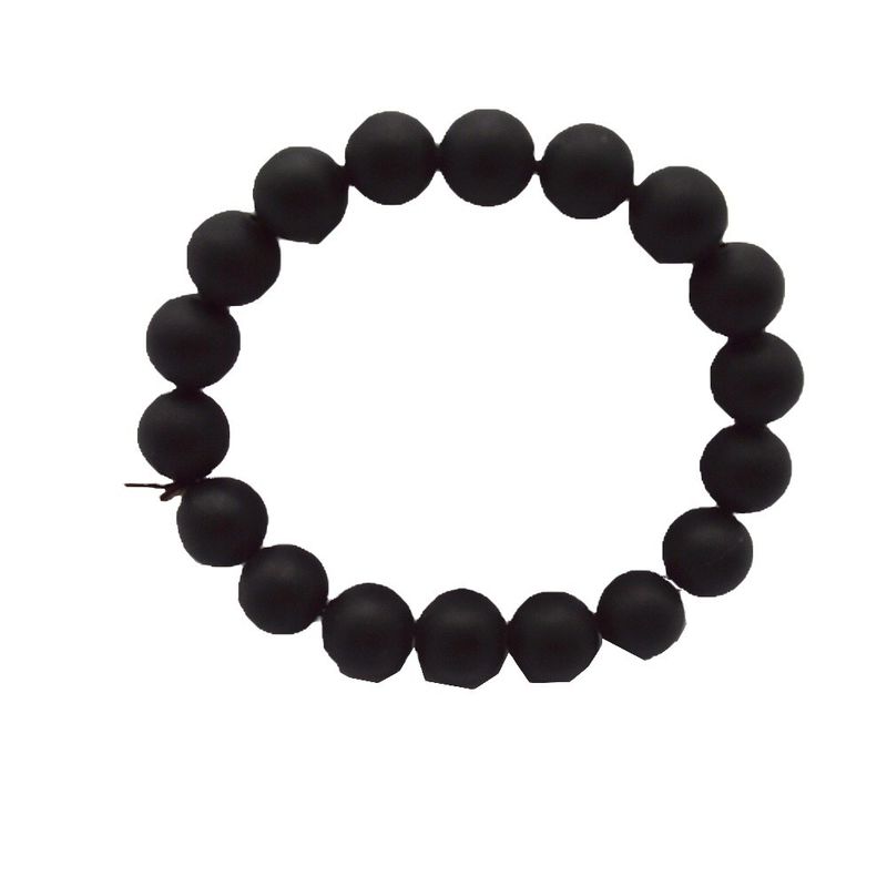 Art Collectible Natural 10mm Black Bian Stone Beads Bracelets for Men and Women