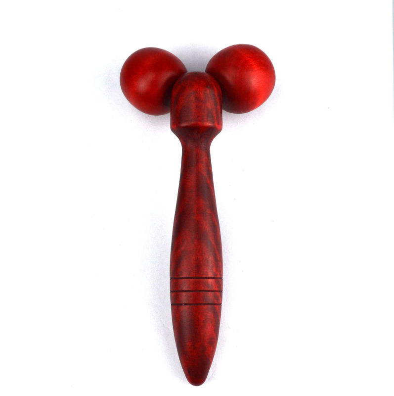 Red or Yellow Wooden Massage Roller for Face Therapy and Anti-Wrinkle Treatment