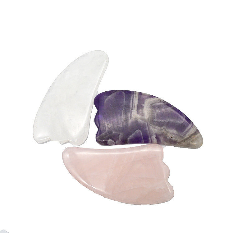 9.5*5.5cm Natural Stone Gua Sha Tool Rose Quartz/Amethyst/White Jade Massage Tool for Body Massage