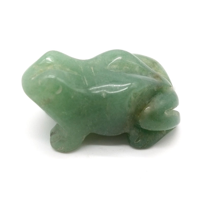 Technique Hand Carved Green Aventurine Frog Healing Stone Figurine 1.5 Inches for Room Decor and Healing Crystal Display
