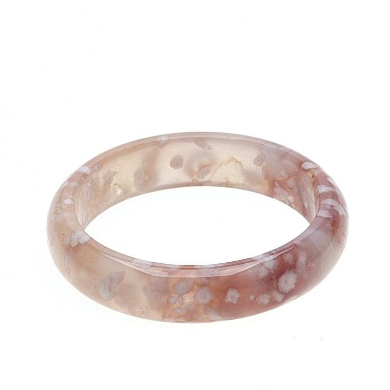 Jewelry Decoration Natural Sakura Agate Jade Bracelet Chalcedony Crystal Ice Through Bracelet Women 52-56mm