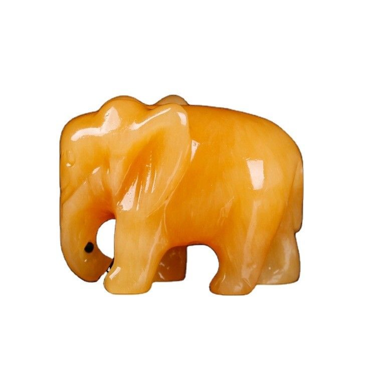 Printed Mini Elephant Healing Stones in Brown Made from Natural Crystals for Customers