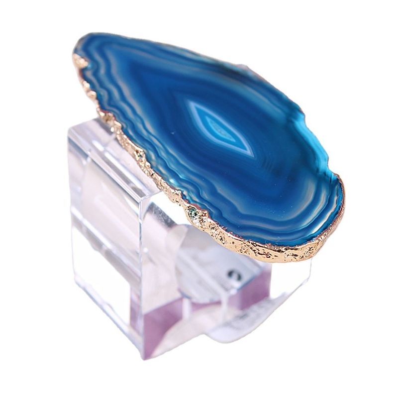 PORTABLE Square-shape Crystal Buckle Napkin Ring made of Natural Agate Stone for Elegant Table Setting