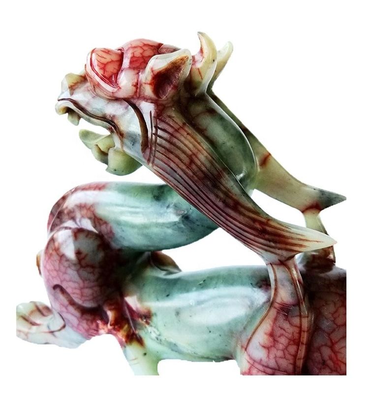 Jade Pixiu Dragon Animal Sculpture Hand-made Carved Green Statue for Customized Shape Home Gift Festival Office Decoration