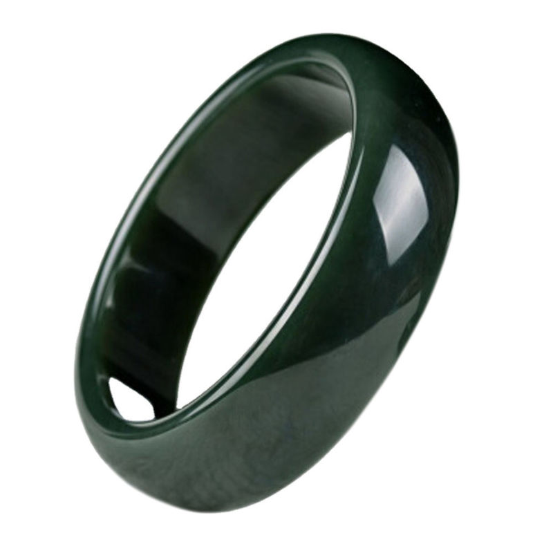 Handmade Hetian Jade Nephrite Green Bangle Bracelet in Folk-custom Style 54-65mm with Unique Natural Design