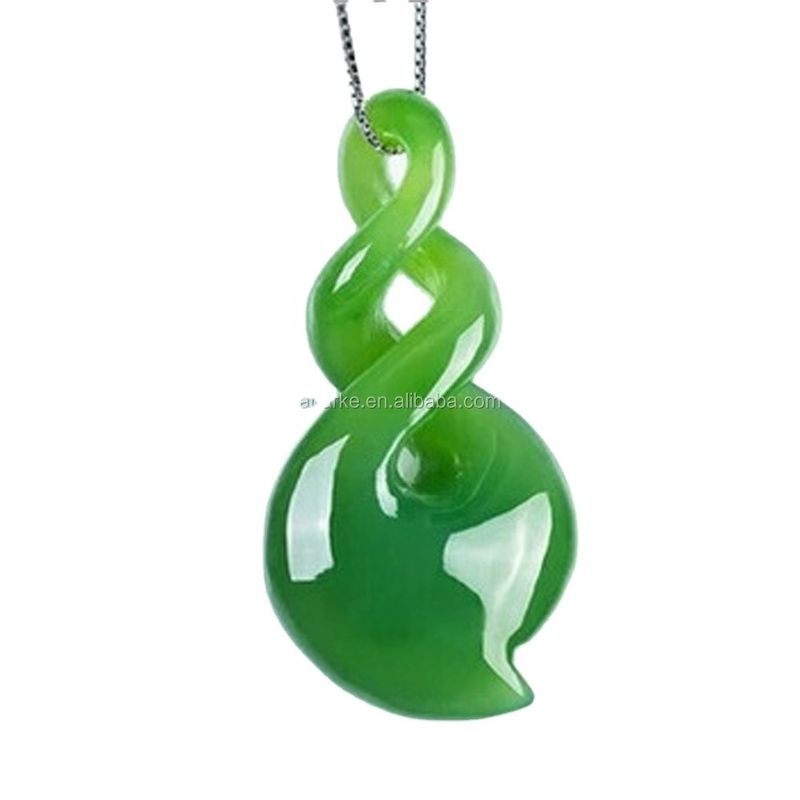 Crystal Stones Green HETIAN Nephrite Carved Necklace Lover's Jade Jewelry PORTABLE Design 100% Natural Charm Pendant for MEN