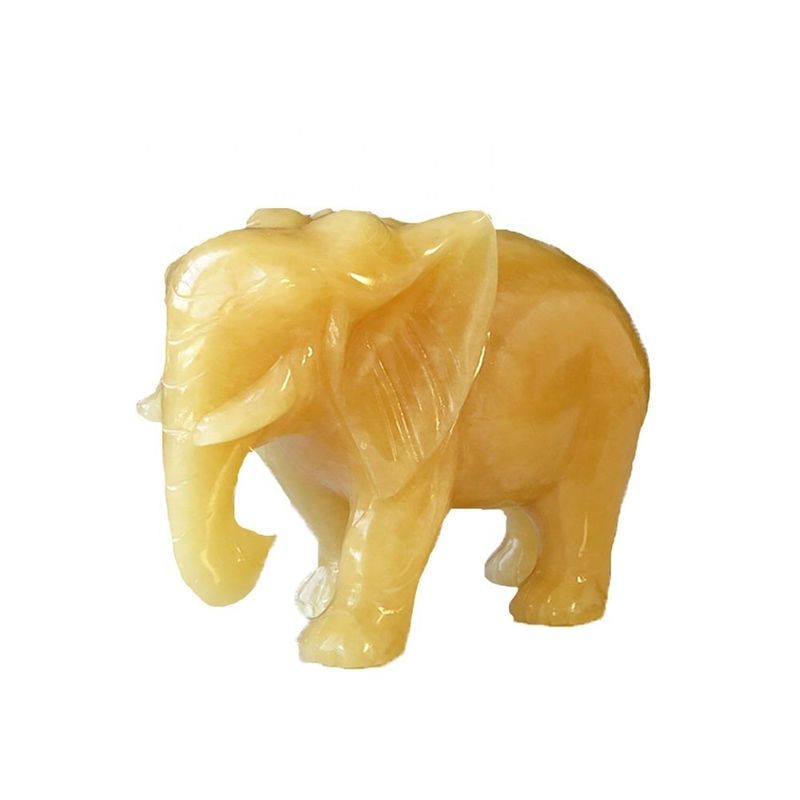 18cm Hand Carved Topaz Elephant Stone Statue Crystal Figurine for Home Decoration