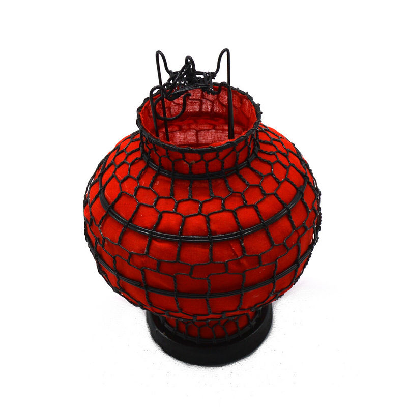Colorful Red Iron Cloth Christmas Lanterns in Feng Shui Style for Festive Ambiance