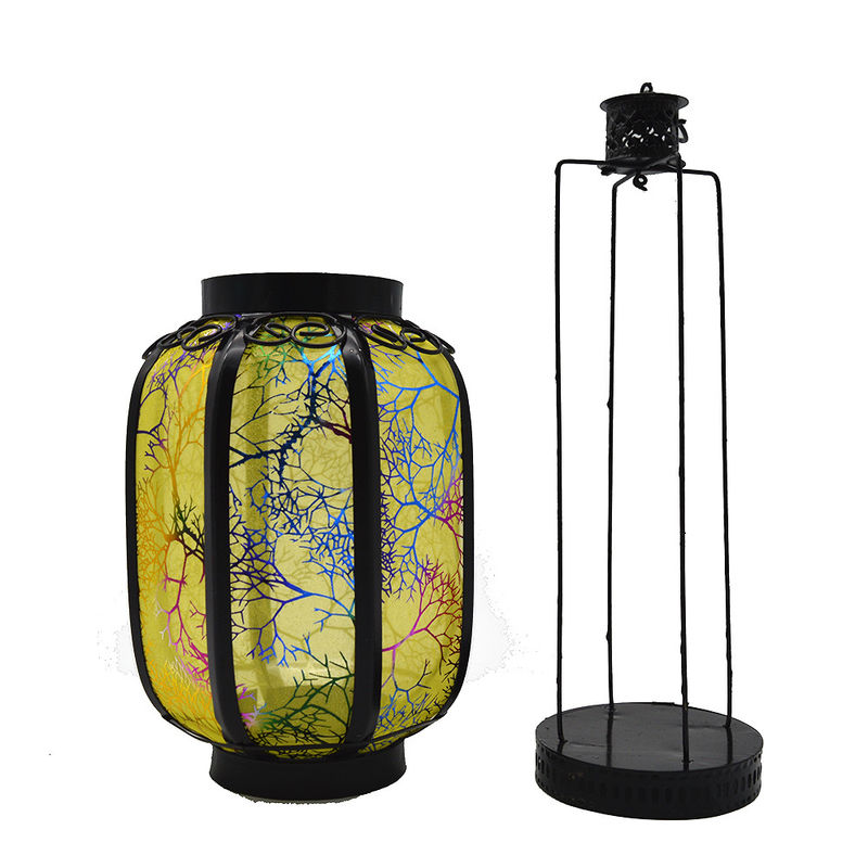 Yellow Chinese Product Lantern 26cm Length Dia. 13cm Metal Iron Ideal for Festivals