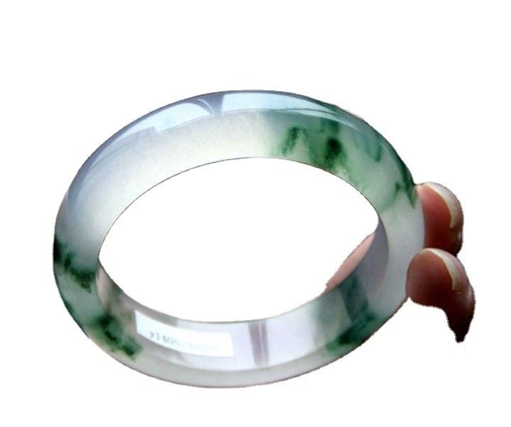50-62mm Other A Floating Flower Jade Bracelet from Natural Emerald Jade Folk BANGLES 1 Piece