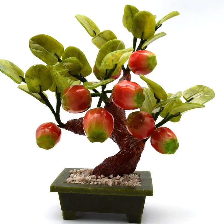 Engraving Technique Popular Chinese Hand Made Crystal Trees Crystal Apple Tree Jade Flowers Tree