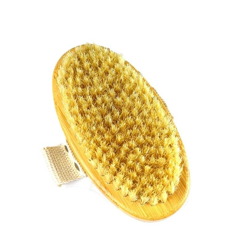 Natural Wooden Handle Boar Bristle Skin Exfoliating Bamboo Shower Bath Brushes Body Dry Brush Body Brush for Deep Cleansing