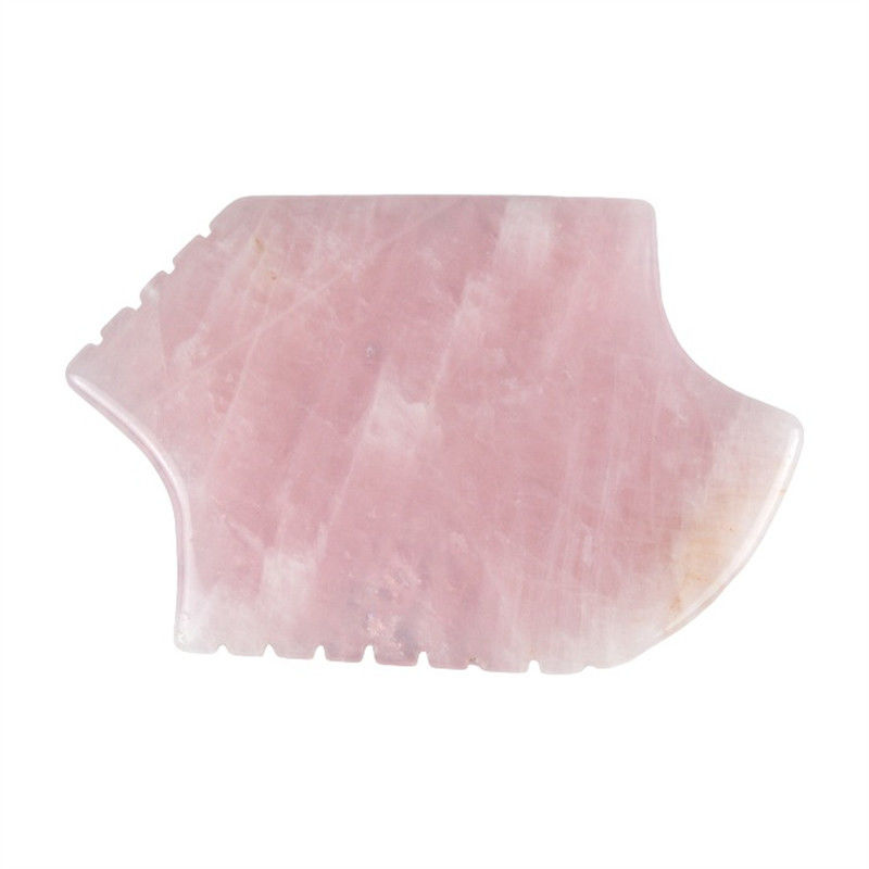 2024 Rose Quartz Gua Sha Massage Tool With Teeth Natural Crystal Skin Beauty Massager Face Lifting Anti Aging Pink Logo