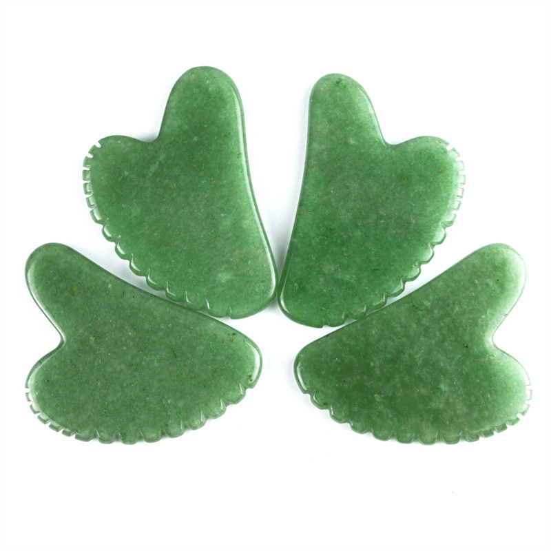 Natural Heart Shape Green Aventurine Jade Gua Sha Custom Logo Guasha With Teeth Facial Beauty Massage Tool Muscle Massage