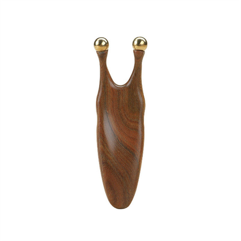 Pure Copper Sandalwood Gua Sha Massage Tool for Facial and Eye Acupoint Stimulation