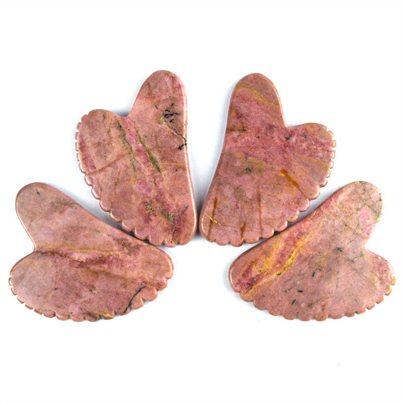 Body Muscles Natural Heart Shape Rhodonite Stone Gua Sha Scraping Board Teeth Guasha Stone Facial Beauty Massage Tool Skin Care