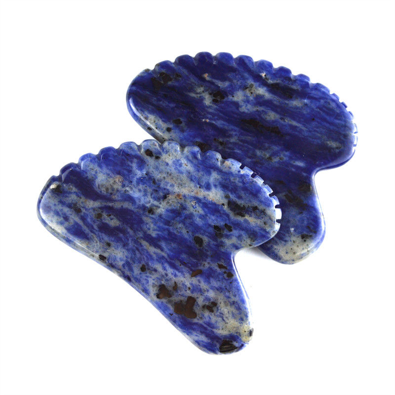 Facial Lifting Tool Heart Shape Natural Sodalite Gua Sha Stone for Self Care and Body Relaxation