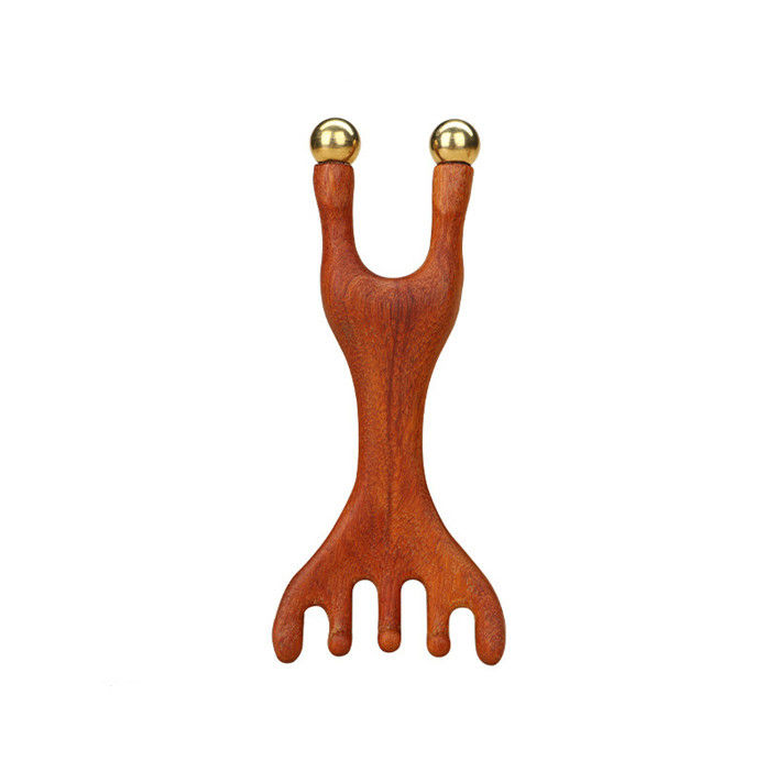 Red Deer Antler Shape Copper Scalp Meridian Massager Head Gua Sha Massage Comb for Contouring and Lifting Facial Features