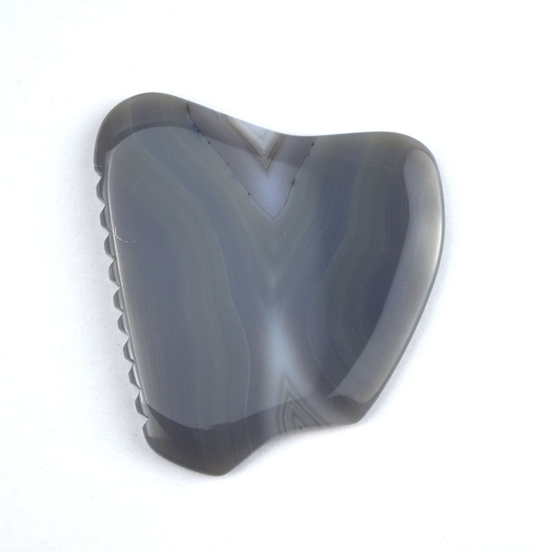 Custom Massage Scraping Therapy Tool 83g Grey Striped Agate Jade Gua Sha Stone for Face and Body
