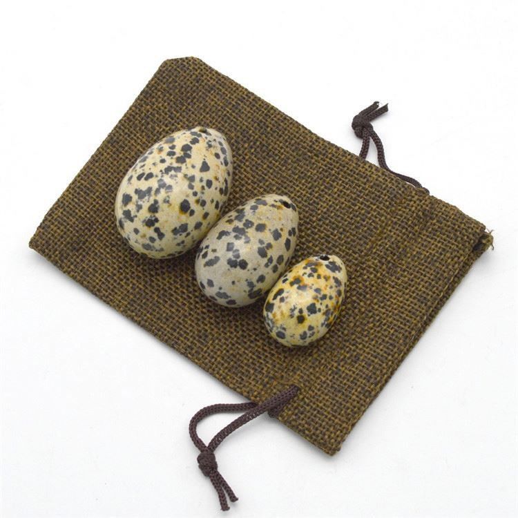 Hot Dalmatian Jasper Yoni Eggs Set for Women 3 Sizes Vibrating Jade Gemstone Eggs