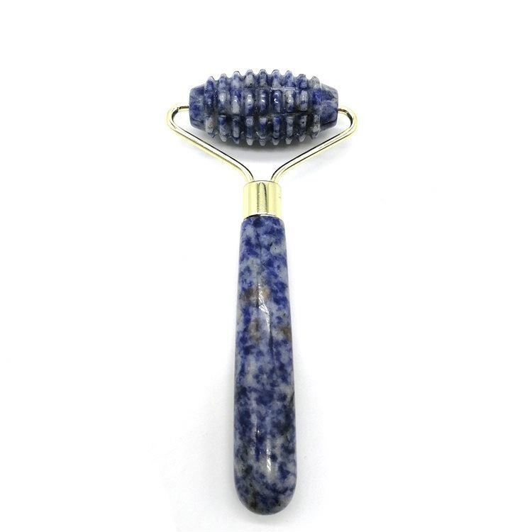 Facial Massage Technology Polished Natural Blue Point Stone Single Head Spiked Jade Roller Anti Aging with Technology