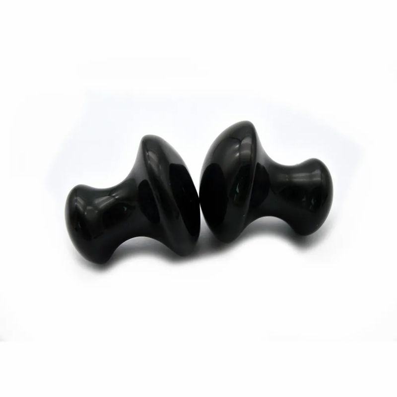 Natural Black Obsidian Mushroom Gua Sha Beauty Massage Stone for Face Body Care Essential Accessory Set